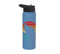 Retro Wolf Howling Survives Mountain Silhouette Stainless Steel Insulated Water Bottle