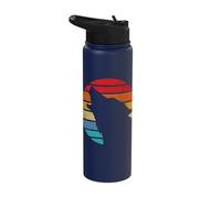 Retro Wolf Howling Survives Mountain Silhouette Stainless Steel Insulated Water Bottle