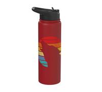 Retro Wolf Howling Survives Mountain Silhouette Stainless Steel Insulated Water Bottle