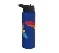 Retro Wolf Howling Survives Mountain Silhouette Stainless Steel Insulated Water Bottle