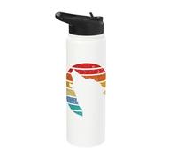Retro Wolf Howling Survives Mountain Silhouette Stainless Steel Insulated Water Bottle