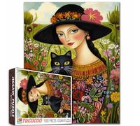 Retro Women Jigsaw Puzzles 1000 Piece Bohemian Jigsaw Puzzles for Adults Abstract Girl Puzzle-Challenging Puzzle Perfect for Game Gifts DIY Home Wall Decor Vintage Figure Art Puzzles