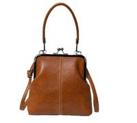 Retro Women's Handbag, Adjustable Retro Women's Handbag in British Style Made of PU Leather, Kiss-Lock Bag, for Commuting, Work, Travel, Outdoor Activities, Women, Girls and Smartphone, brown, Siehe