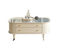 Retro Wood Coffee Table with s Top - Living Room Center Table with 2 Ders & Universal Wheels - Easy Assembly Side Table for Smals (White)