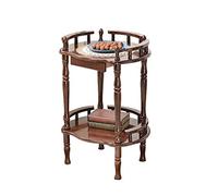 Retro Wood Look 2 Tier Sofa Side Table with Storage Shelf for Living Room Hotel Lounge Exquisite Furniture