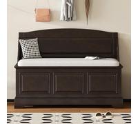 Retro Wood Storage Bench with Seating for Small Spaces - Stylish Ottoman for Living Room & Bedroom Espresso Finish Multi-Functional Storage Solution