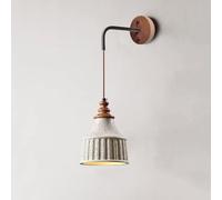Retro Wood Wall Sconce Vintage Cement Wall Light Fixture Rustic Concrete Wall Mount Lamp, Modern Solid Wood Hanging Wire Decor Lighting Sconces for Hallway Living Room