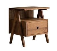 Retro Wooden Bedside Table with V-Sd Design - Slish Nightstand with Inverted Ders for Bedroom Sto - Perfect Home nizer Fur
