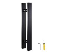 Retro Wooden & Glass Door Pull Handle, 60cm Matte Black Metal Sliding Handle with Auspicious Cloud Design for Commercial Use, Stylish Long Door Pull for Home & Office