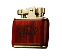 Retro wooden kerosene lighter, one-touch ignition, reusable, portable, suitable for collection, decoration and gift giving(B)