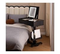 Retro Wooden Makeup Vanity Table with Mirror, Compact Foldable Dressing Table, Small Nightstand for Bedroom, Stylish Makeup Station, Space-Saving Design