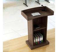 Retro Wooden Podium Stand with Storage Shelf - Heavy Base Lectern for Church Classroom Wedding Speech Presentation Reception Pulpit Ideal for Lectures and Events