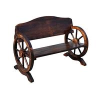 Retro Wooden Wagon Wheel Bench for Patio - Outdoor Park Garden Porch Bench, Antiseptic Solid Wood Lawn Balcony Chairs And Leisure Courtyard Benches with Backrest and Armrest