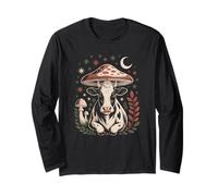 Retro Woodland Cow Relaxing Among Beautiful Wild Flora Long Sleeve T-Shirt