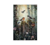 Retro Woodland Dark Academy Countryside Nature Singing Birds Art Canvas Poster Wall Art Decor Print Picture Paintings for Living Room Bedroom Decoration 20" L X 30" W