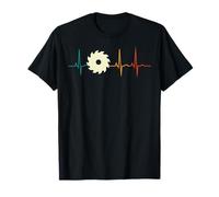 Retro Woodworker Circular Saw Blade Heartbeat Woodworking T-Shirt