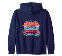 Retro Woodworker Obsessed With Learning Woodworking Zip Hoodie