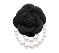 Retro Wool Camellia Pearl Tassel Brooch - 3-in-1 Multi-Functional Accessory for Women, Convertible as Hair Clip Headpiece & Bracelet, Elegant Lapel Pin for Formal Suits/Coats