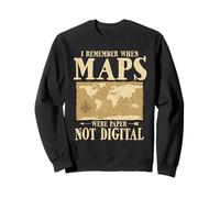 Retro World Map Humor For Old School Cartography Geography Sweatshirt