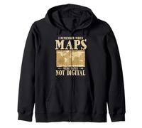 Retro World Map Humor For Old School Cartography Geography Zip Hoodie
