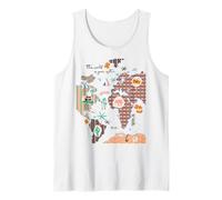 Retro World Map Travel Road Trip Oyster Holiday Women Men Tank Top