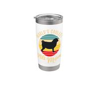 Retro World's Coolest Pug Mom Cute Retro Pug Momma Stainless Steel Insulated Tumbler