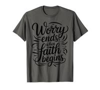 Retro Worry Ends When Faith Begins Christian Encouragement T-Shirt