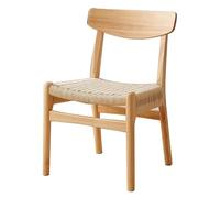 Retro Woven Dining Chair - Mid Back Armless Side Chair for Kitchen & Dining Room, Solid Wood Legs, Wabi-Sabi Style, Ideal for Home & Restaurant Decor