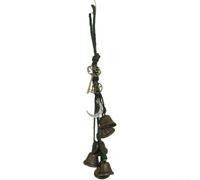 Retro Woven Iron Wind Chime 35cm Green Pink Witch Bells(B)