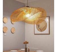 Retro Woven Pendant Lights Handmade Bamboo Country Style Chandelier Tea Room Living Room Restaurant Bedroom Lamp Decoration E27 Height Adjustable Pendant Lamps Rattan Lampshade50cm
