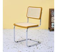 Retro Woven Rattan Dining Chairs - Stackable Armless Heavy Duty Steel Frame for Indoor & Outdoor Use Modern Kitchen Furniture 45x54x82cm (18x21x32inch)