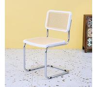 Retro Woven Rattan Dining Chairs - Stackable Armless Heavy Duty Steel Frame for Indoor & Outdoor Use Modern Kitchen Furniture 45x54x82cm (18x21x32inch)