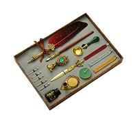 Retro Writing Quill Dip Pen Wax Kit Exquisite Wood Dip Pen Detachable Replaceable Quill Set Beginners Calligraphy Penholder Set with Professional for Writing Beginners Left Right Handed