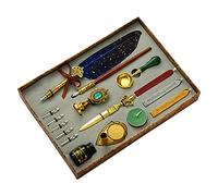 Retro Writing Quill Dip Pen Wax Kit Exquisite Wood Dip Pen Detachable Replaceable Quill Set Beginners Calligraphy Penholder Set with Professional for Writing Beginners Left Right Handed