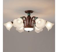 Retro Wrought Iron Ceiling Lamp - 6-Head American Country Style Lighting Fixture for Living Room, Dining Room & Bedroom - French Simple Design