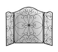 Retro Wrought Iron Fireplace Screen - Decorative Flat Fire Screen Panels for Wood Burning Fireplaces, Ember Guard, Vintage Design, Durable & Stylish Home Decor