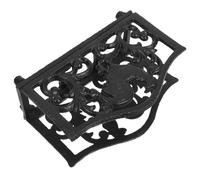 Retro Wrought Iron Napkin Rack, Cast Iron Tissue Organizer | Black Rectangular Cut-out Floral Design, Upright Counter Display for Cocktail and Paper Napkins