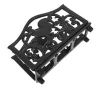 Retro Wrought Iron Napkin Rack for Paper Napkins, Black Rectangular | Mirror Polished Finish, Cut out Floral Design, Tidy Tabletop Use, for Restaurants and Kitchen Counters