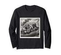 Retro WW2 Pilot WWII Funny Pug World War Meme Memorabilia Long Sleeve T-Shirt