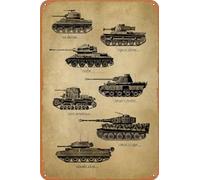 Retro WWII Tanks Metal Sign: Vintage ww2 Military Wall Decor Tin Signs - Great Gift for Military Enthusiasts - 8x12 inches