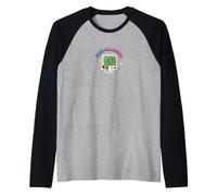 Retro Y2K Main Character Icon with Floppy Disk Raglan Baseball Tee