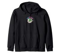Retro Y2K Main Character Icon with Floppy Disk Zip Hoodie