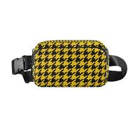 Retro Yellow Black Houndstooth Trendy Crossbody Bag Waist Packs for Women Men Mini Sling Chest Bag with Adjustable Strap for Travel Shopping Running, Retro Yellow Black Houndstooth, One Size