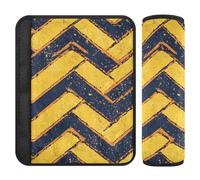 Retro Yellow Black Wave Lines Stripe 2 pcs Seatbelt Cover pad More Comfort Driving for Van forro para cinturon de seguridad