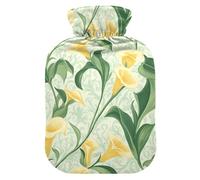 Retro Yellow Calla Lily Flowers hot Water Bottle with Soft Cover, 2L hot compresses for The Body for Pain Relief, Period Cramps, Bolsa Caliente para Dolores Menstrual