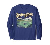 Retro Yellowstone National Park Lake Vintage Style 80s Long Sleeve T-Shirt