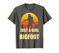Retro Yeti Sasquatch Just A Girl Who Believes in Bigfoot T-Shirt, Men, Asphalt Grey, Large