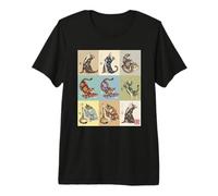 Retro Yoga Cats Kimono Japanese Ukiyo-e Art Premium T-Shirt
