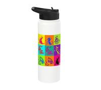 Retro Yoga Cats Kimono Japanese Ukiyo-e Art Stainless Steel Insulated Water Bottle