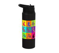 Retro Yoga Cats Kimono Japanese Ukiyo-e Art Stainless Steel Insulated Water Bottle